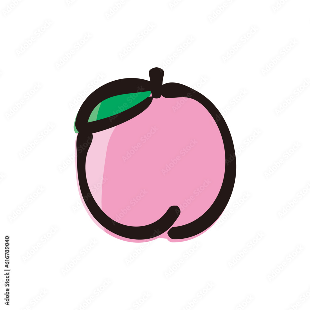 Peach - Fruits icon/illustration (Hand-drawn line, colored version) Peach - Fruits icon/illustration (Hand-drawn line, colored version)