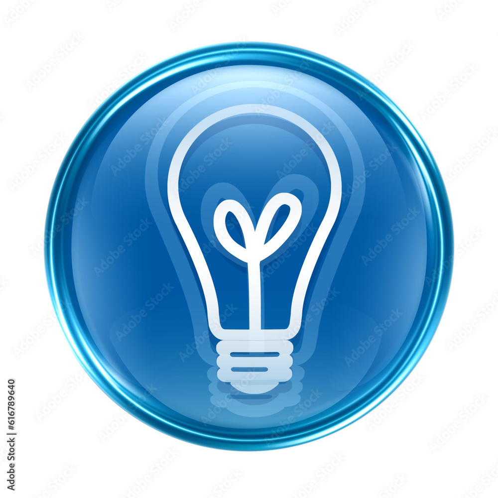 Light Bulb Icon blue, isolated on white background Light Bulb Icon blue, isolated on white background