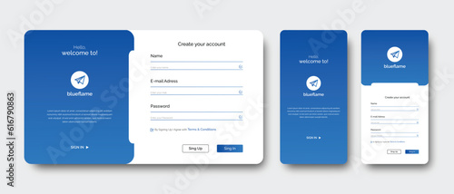 set of sign up & sign in forms. professional mobile app sign in page. register page vector illustration. 