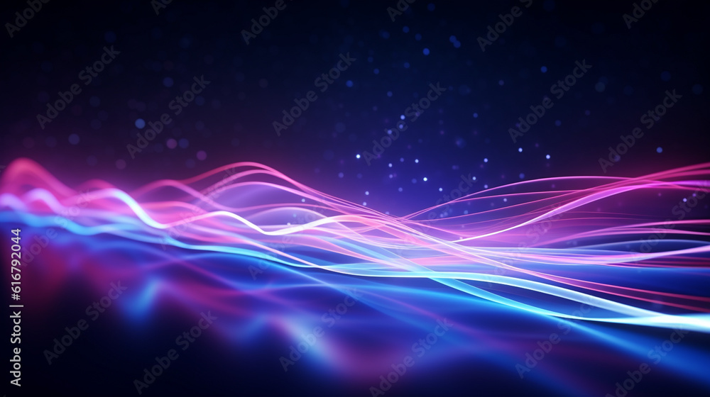 Abstract background with dynamic waves. Futuristic technology style, glowing wavy pattern of blue and red lines Abstract background with dynamic waves. Futuristic technology style, glowing wavy pattern of blue and red lines