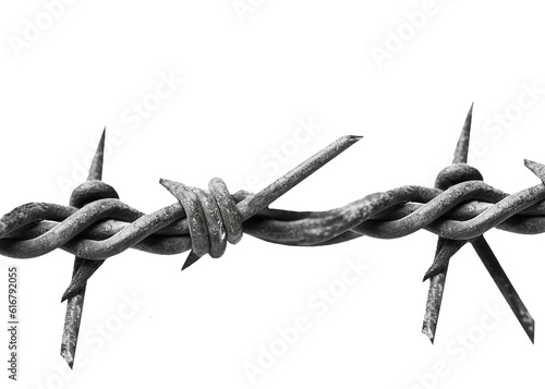 Vászonkép Barbed wire isolated on transparent background