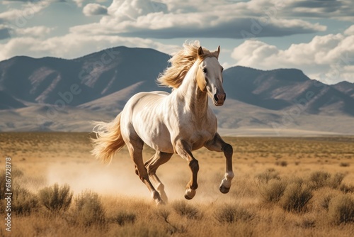 Stunning horse galloping, Generative AI