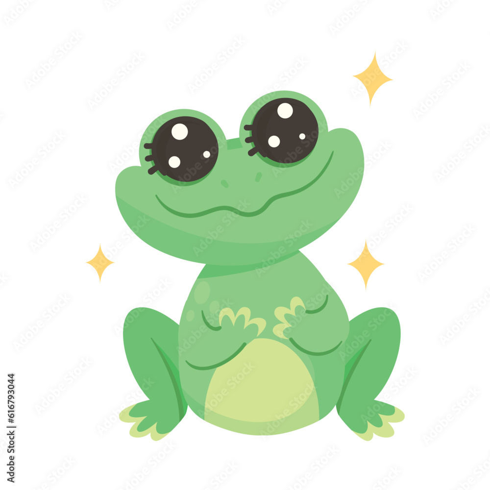 Cute Green Leaping Frog Character Sitting Vector Illustration Cute Green Leaping Frog Character Sitting Vector Illustration
