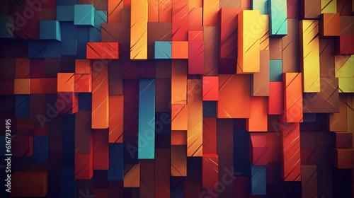 Fototapeta Naklejka Na Ścianę i Meble -  classic videogame inspired block cubes background, wallpaper artwork, ai generated image