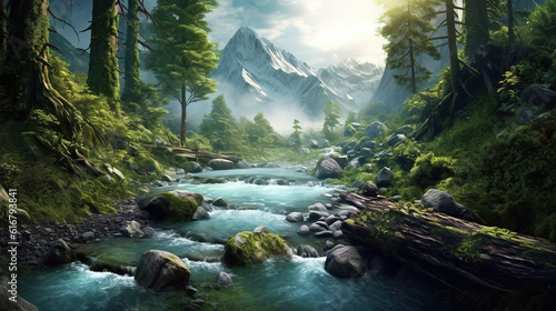 a beautiful epic illustration of an untouched place on earth in a forest  ai generated image
