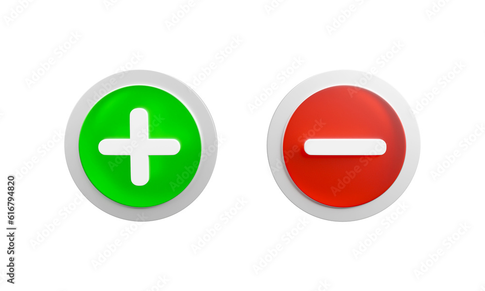 Plus and minus sign 3d rendering illustration Plus and minus sign 3d rendering illustration