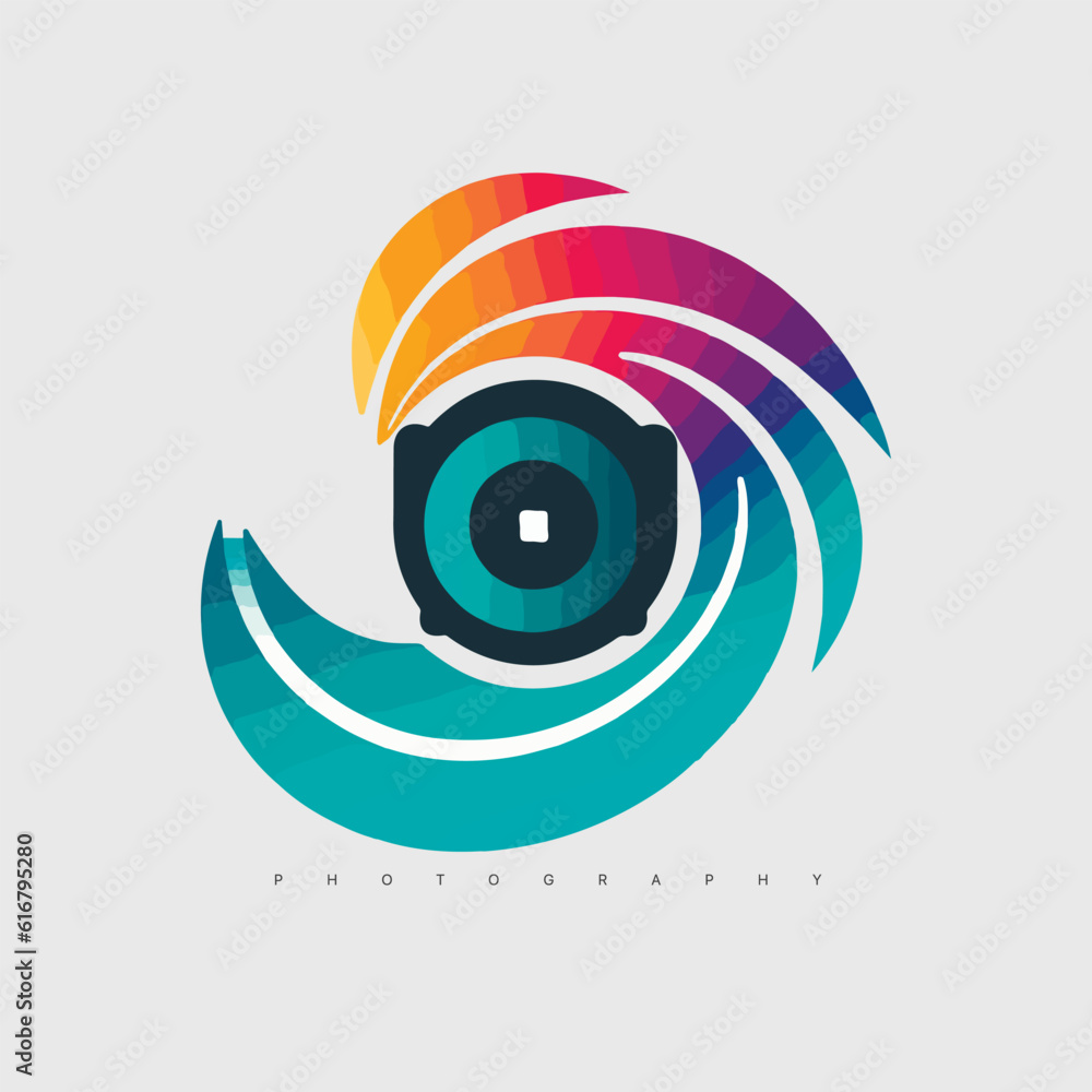 Obraz premium Modern abstract vector camera logo template. Photography logotype