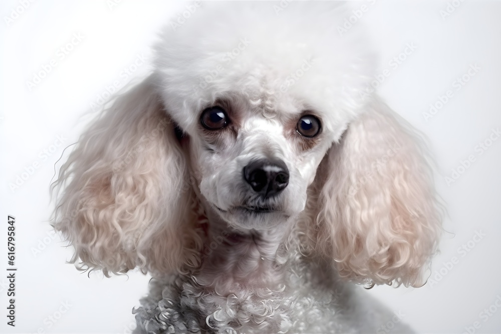 Portrait of poodle on white background, ai generated Portrait of poodle on white background, ai generated