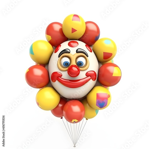 Funny 3d clown face isolated on white, ai generated