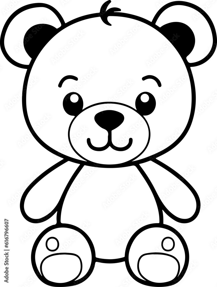 Fototapeta premium Vector illustration adorable teddy bear plush toy vector art