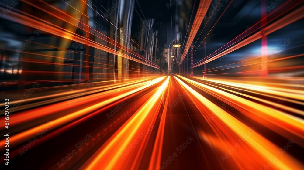 Fototapeta premium high speed car on the road with motion blur background,abstract.generative ai