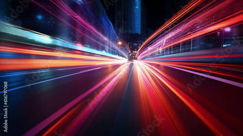 high speed car on the road with motion blur background,abstract.generative ai