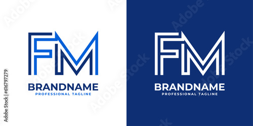 Letter FM Line Monogram Logo, suitable for any business with FM or MF initials.