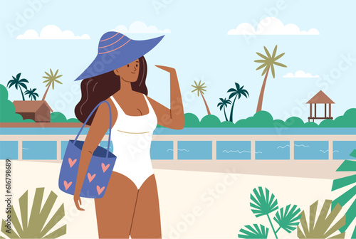 Beach sea summer wave surfer abstract concept. Vector design graphic illustration
