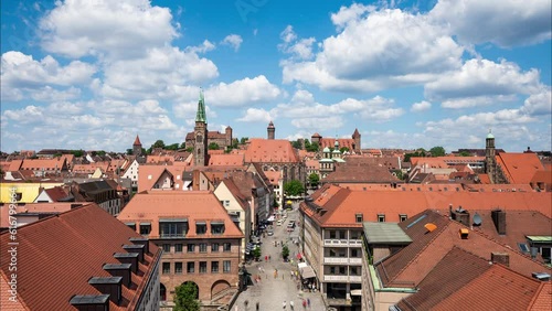 Timelapse video of Nuremberg old town with the Imperial Castle in the background. 