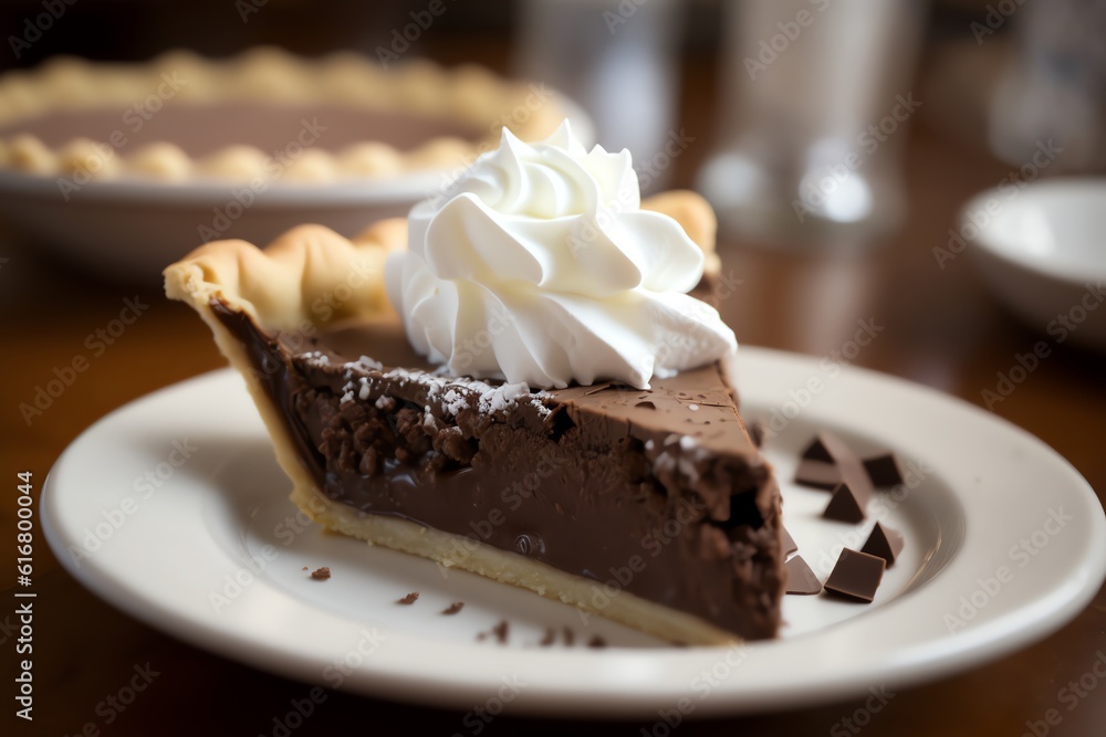 Chocolate cheesecake slice with creamy topping and chocolate creamy filling. Generative AI. Chocolate cheesecake slice with creamy topping and chocolate creamy filling. Generative AI.