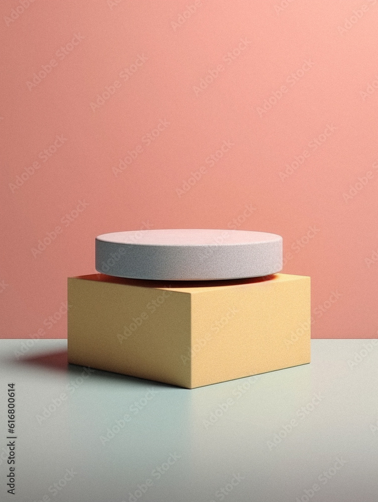 Geometrical plinths background for still life, created with AI generative technology Geometrical plinths background for still life, created with AI generative technology
