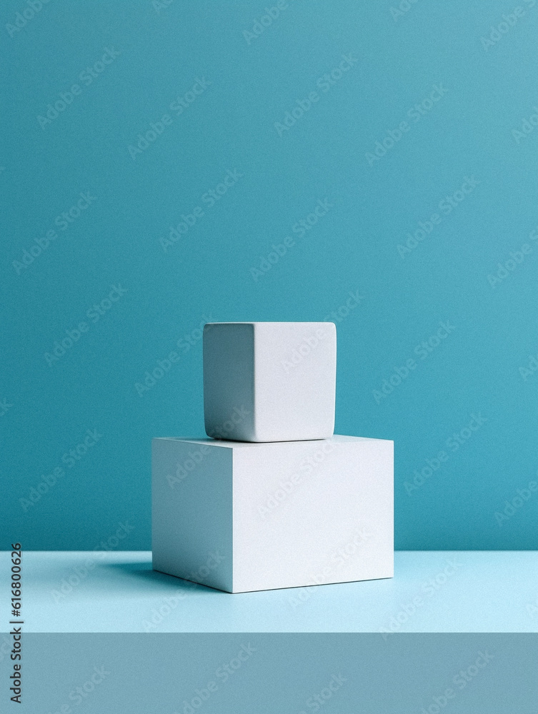 Geometrical plinths background for still life, created with AI generative technology Geometrical plinths background for still life, created with AI generative technology