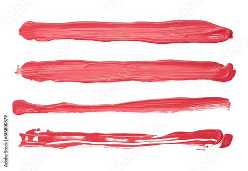 Pink pastel ink color smear brush stroke stain line blot on white background.