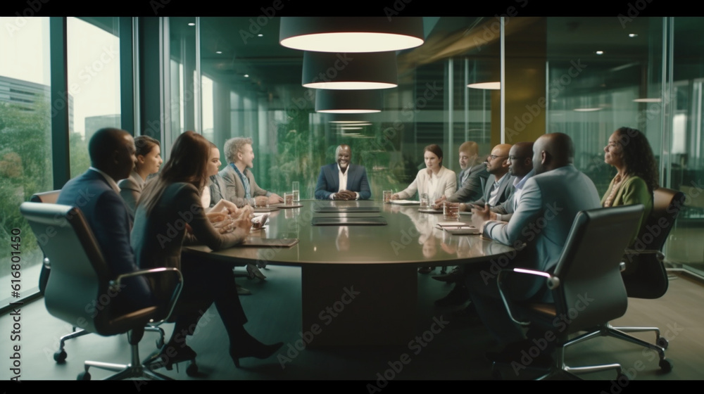 Group of business people in a meeting in a modern conference room..generative ai