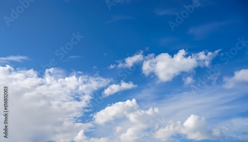 A landscape with white clouds and a clear sky