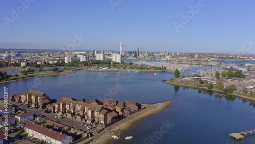 Portsmouth Harbour aerial video from Haslar Lake and Haslar Marina in Gosport Hampshire. photo