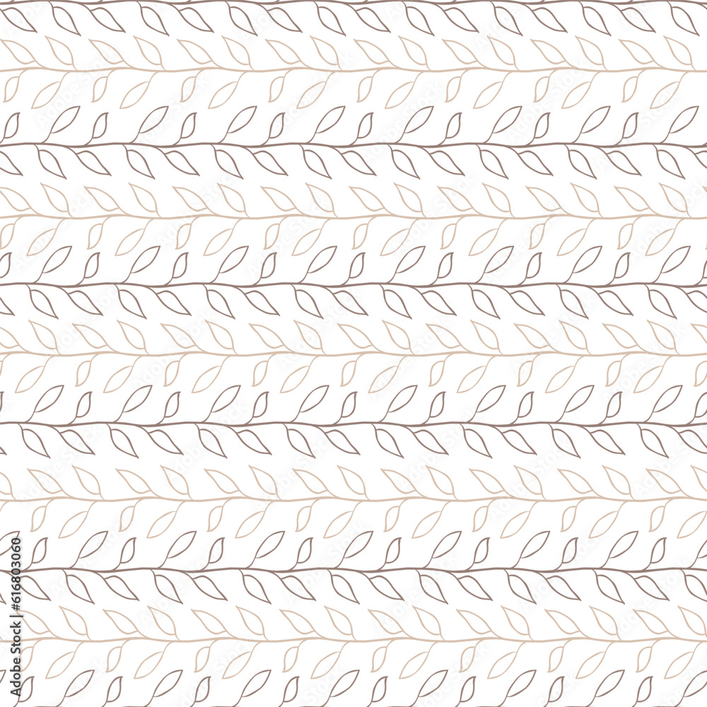 Mono print style scattered leaves seamless vector pattern background. Simple lino cut effect skeleton leaf foliage on caramel brown backdrop. Mono print style scattered leaves seamless vector pattern background. Simple lino cut effect skeleton leaf foliage on caramel brown backdrop.
