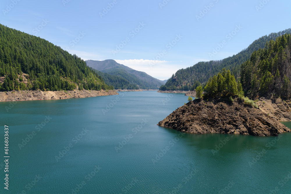 Cougar Reservoir on the South Fork McKenzie River in the Oregon Cascade Mountains in Lane County