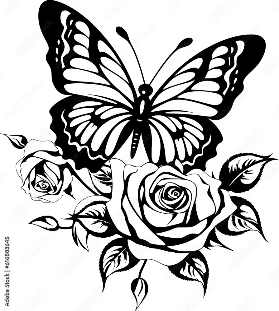 Fototapeta premium Butterfly Rose Flower