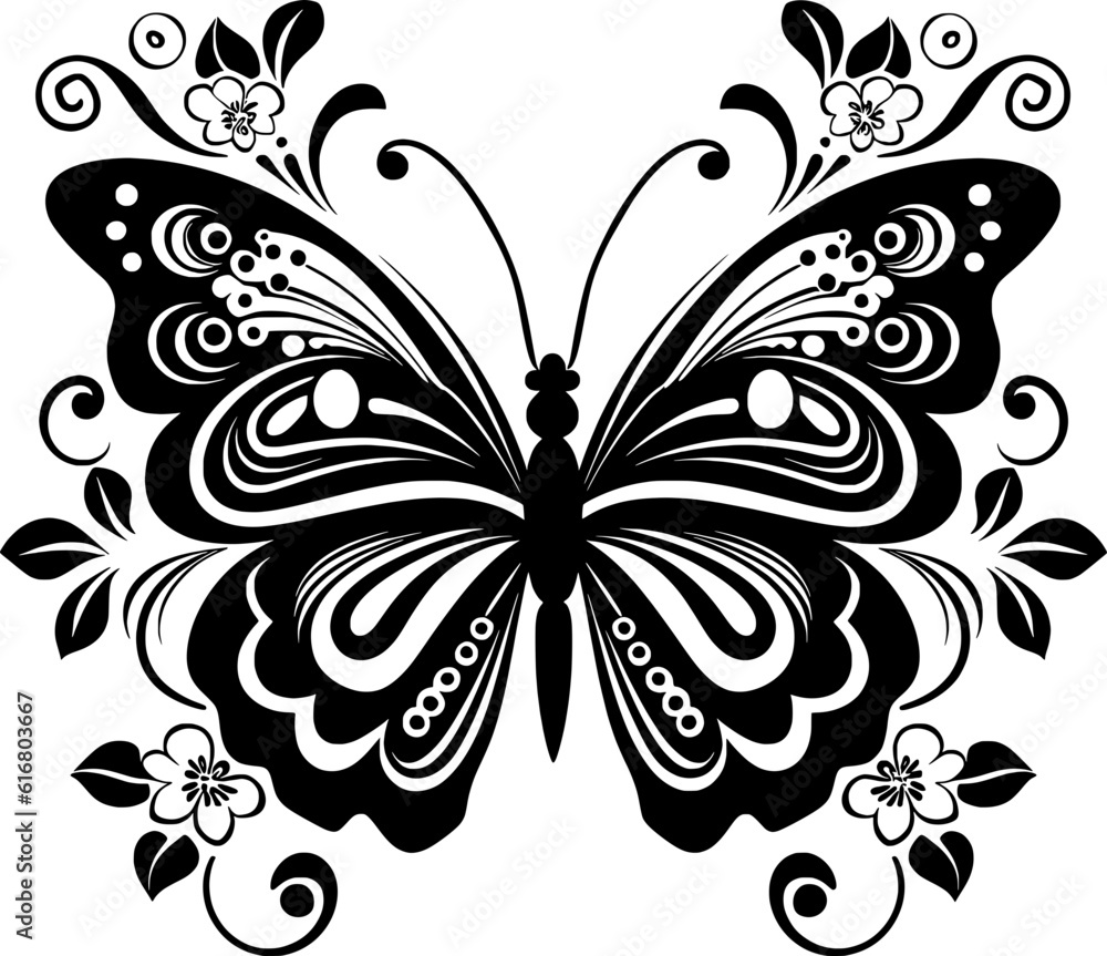 Butterfly Nature Line Art
