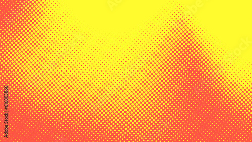 Abstract dots halftone orange yellow colors pattern gradient texture background.