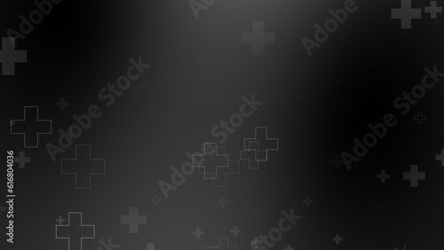 Fotografie, Tablou Medical health cross neon light shapes pattern on black background