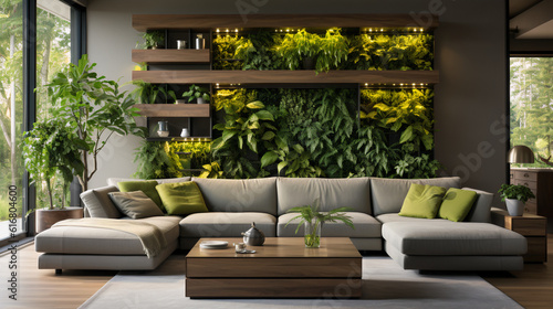 A Nature First Living Accent Wall  A Fusion of Art and Nature for Modern Spaces Powered by Multiple AI Models