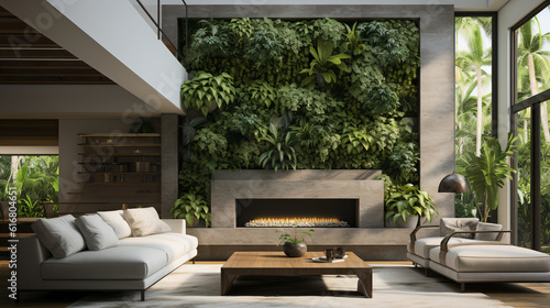 A Nature First Living Accent Wall  A Fusion of Art and Nature for Modern Spaces Powered by Multiple AI Models