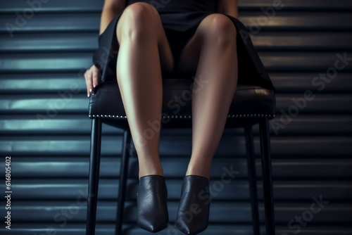 Beautiful Woman's Legs in Black High Heels. AI