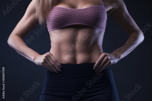 Close-Up of a Fit Woman's Slim Fitness Body. AI