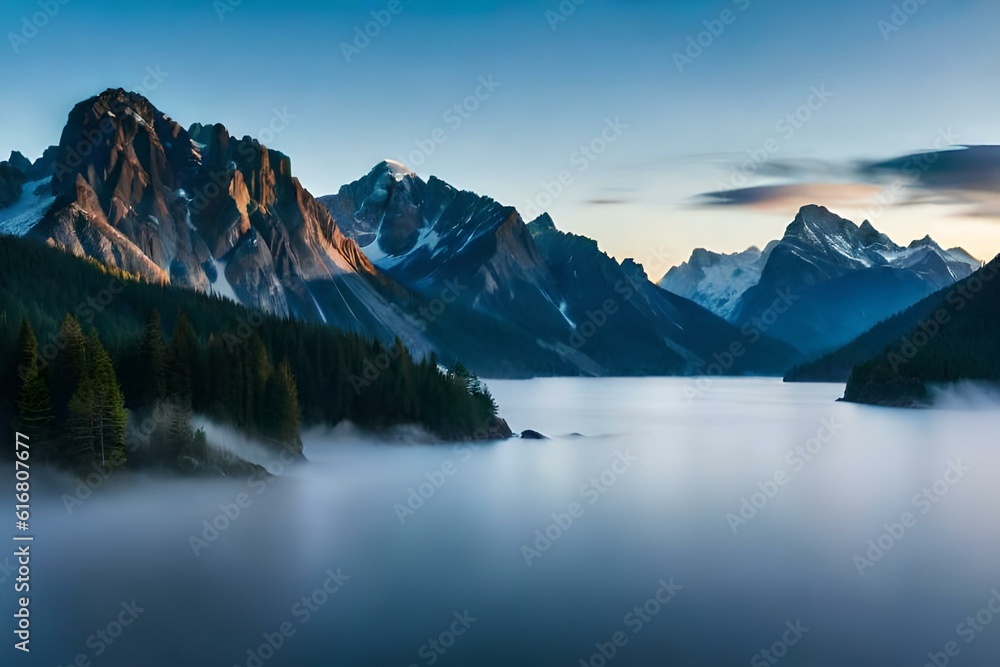 lake and mountainsgenerated by AI technology 