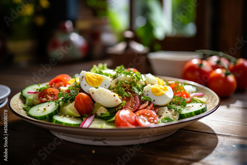 Fresh and Colorful Salad on Table
Generative AI