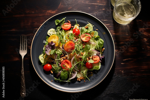 Fresh and Colorful Salad on Table
Generative AI