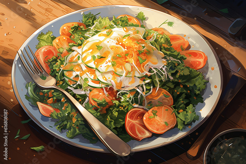 Fresh and Colorful Salad on Table
Generative AI