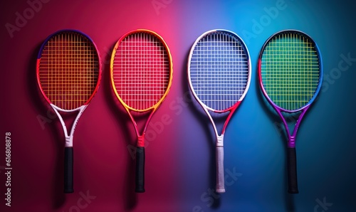 set of tennis rackets, colorful sports background © Яна Деменишина