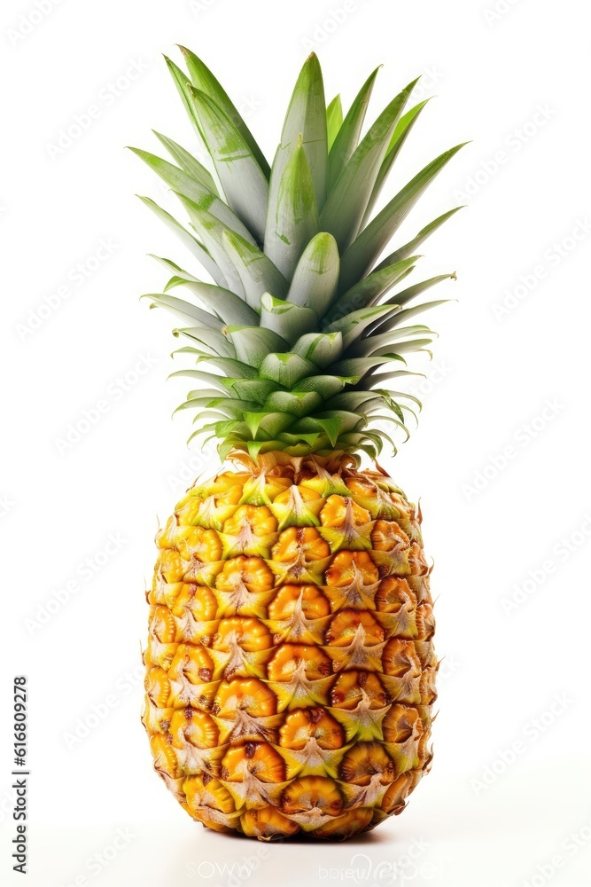 Ripe and juicy pineapple isolated on a white background created with generative ai technology Ripe and juicy pineapple isolated on a white background created with generative ai technology