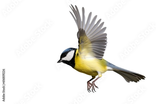 Flying bird with yellow and black feathers created with generative ai technology © Karlaage