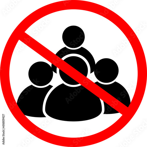 No Crowd of People Icon. Do not Crowd Restriction Sign