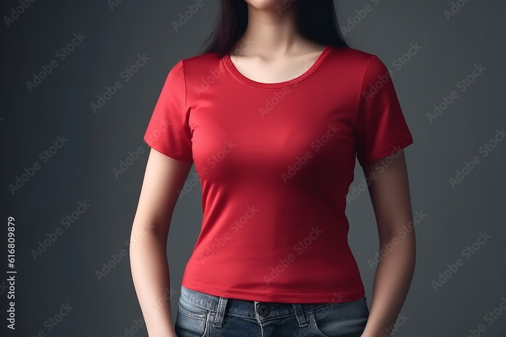 Obraz premium person in red t shirt
