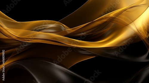 Golden and black transparent fabric abstract background. Ai generative