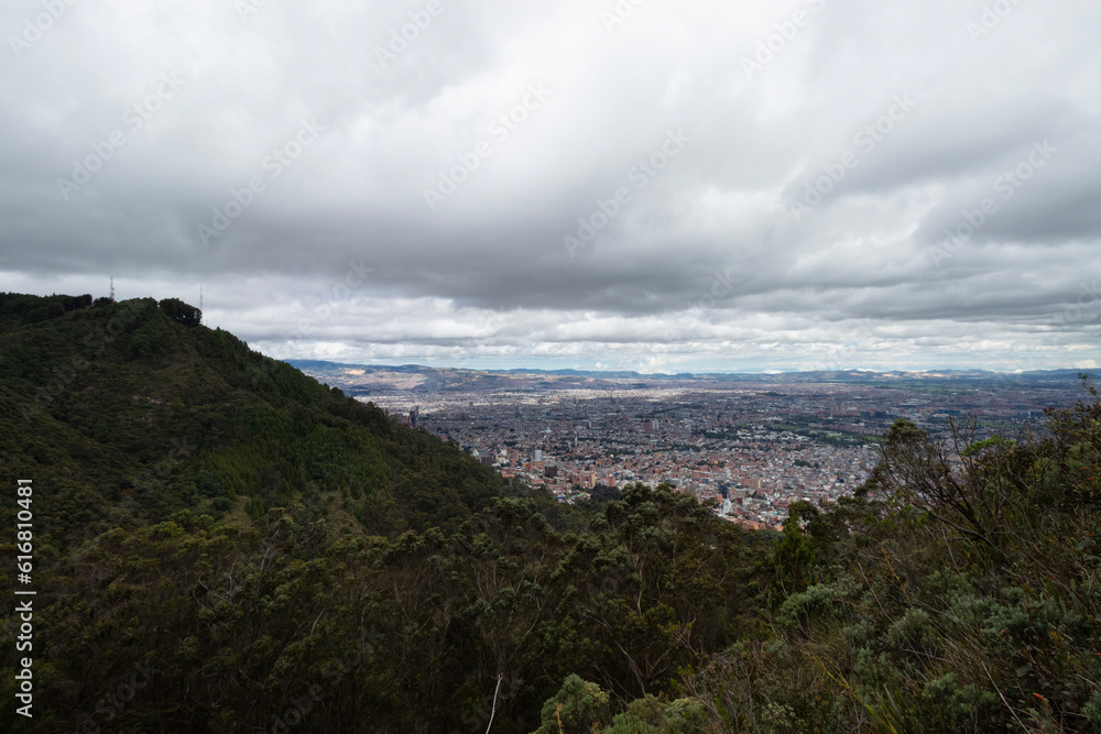Beautiful bogota colombia eastern mountains landscape with city landscape at background