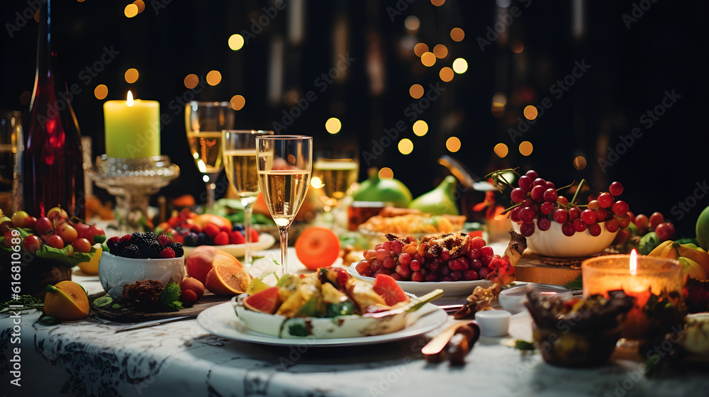 Dinner table on Christmas night photography
