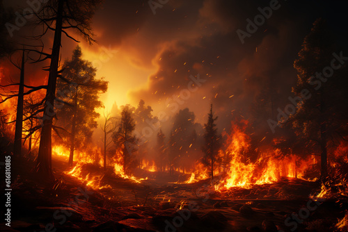 wildfire in forest natural catastrophe uncontrolled fire
