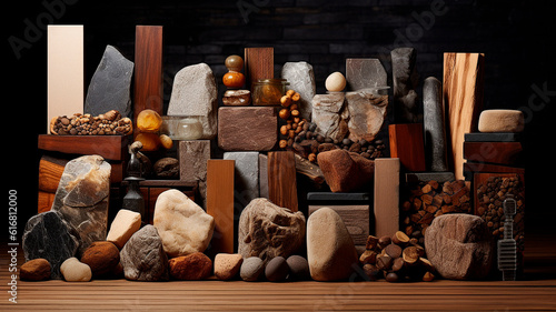 professional designer background made of expensive materials of stone and wood. High quality illustration